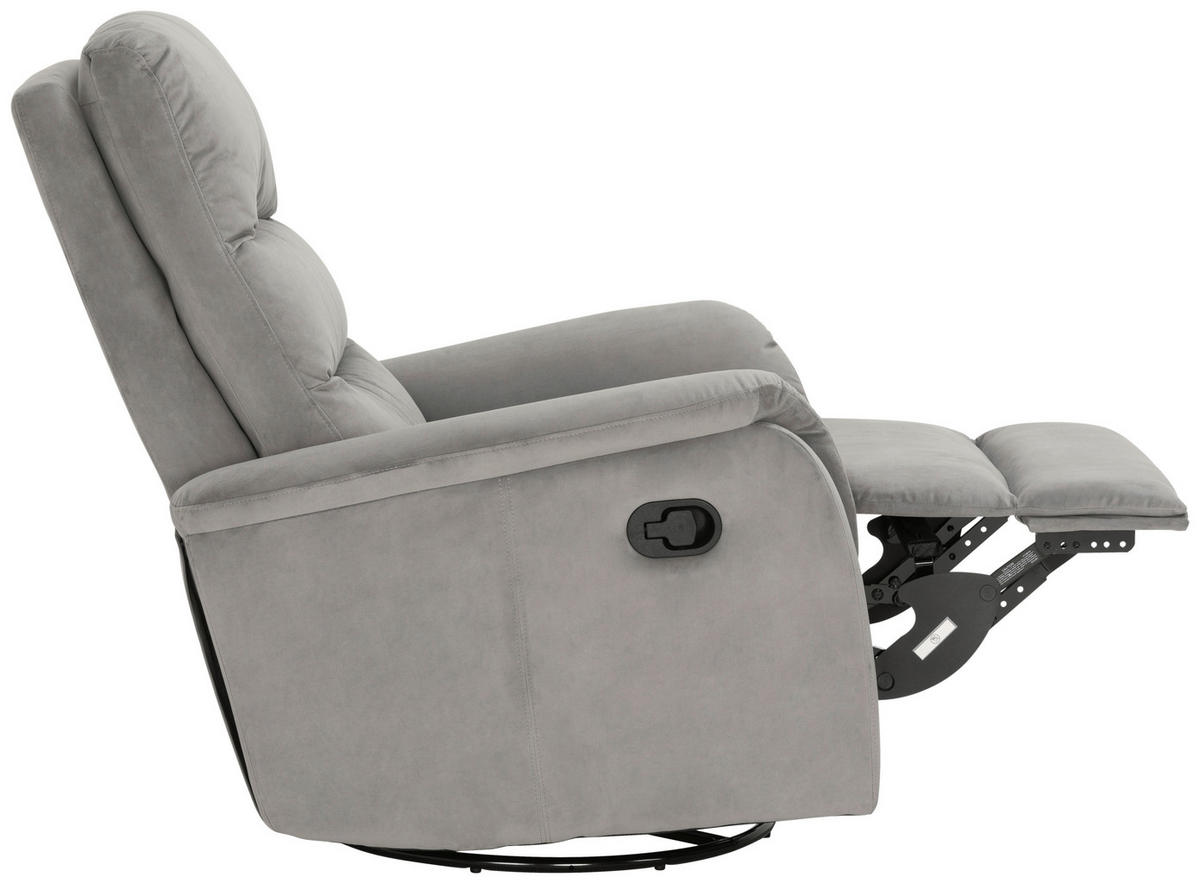 FERNSEHSESSEL  mit Samt Grau  - Schwarz/Grau, KONVENTIONELL, Textil/Metall (80/104-85/101-167cm) - MID.YOU