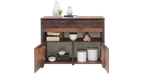 KOMMODE , 106,7/86,3/41,6 cm, 1 Schublade(n)  - Dunkelgrau/Dunkelbraun, Design, Holzwerkstoff/Kunststoff (106,7/86,3/41,6cm) - Carryhome