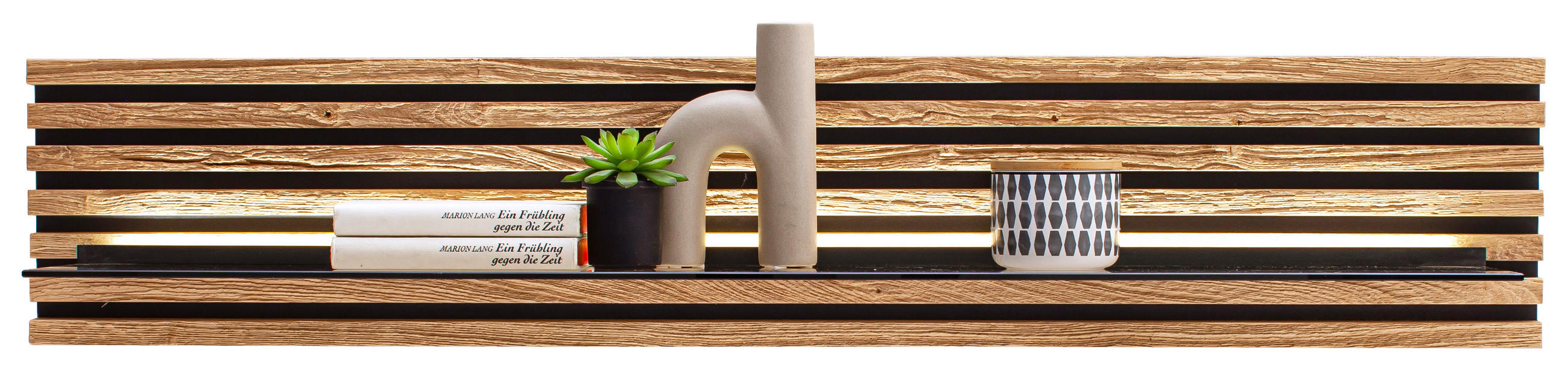 WANDBOARD 125/24/24 cm - Eichefarben, Design, Glas/Holz (125/24/24cm) - Schöner Wohnen