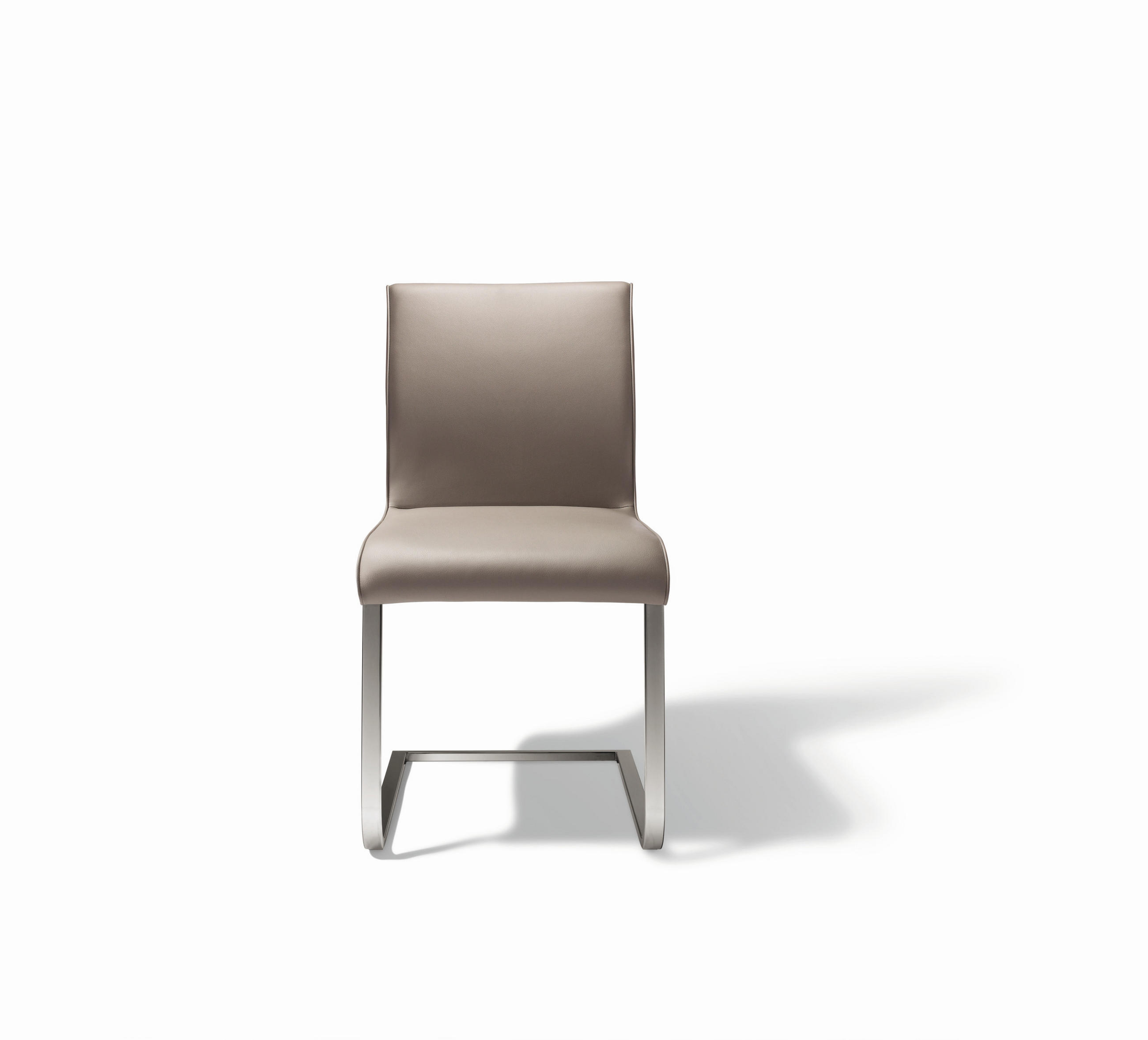 SCHWINGSTUHL  in Stahl Echtleder pigmentiert  - Taupe/Edelstahlfarben, Design, Leder/Metall (47/93/62cm) - Team 7