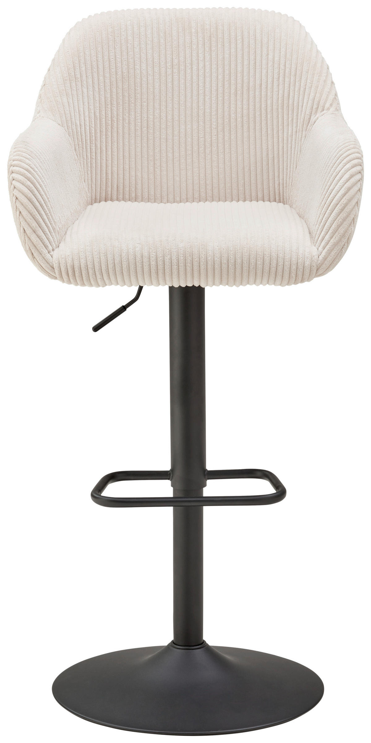 BARHOCKER Cord Schwarz, Beige Eisen inklusive Armlehnen  - Beige/Schwarz, LIFESTYLE, Textil/Metall (44/95-117/55cm) - Livetastic