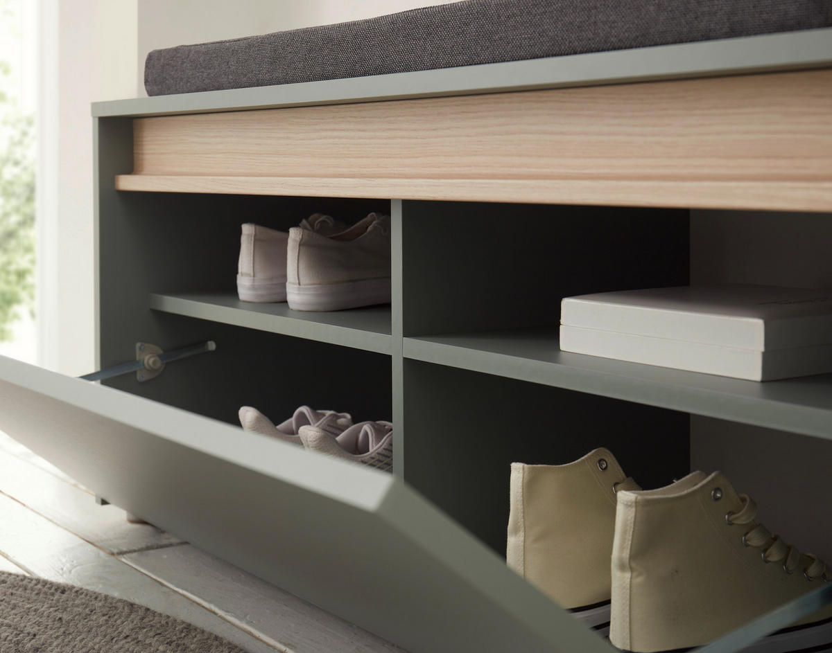 GARDEROBE 6-teilig  in 260/200/40 cm  - Eichefarben/Salbeigrün, Design, Holzwerkstoff/Textil (260/200/40cm) - Modante