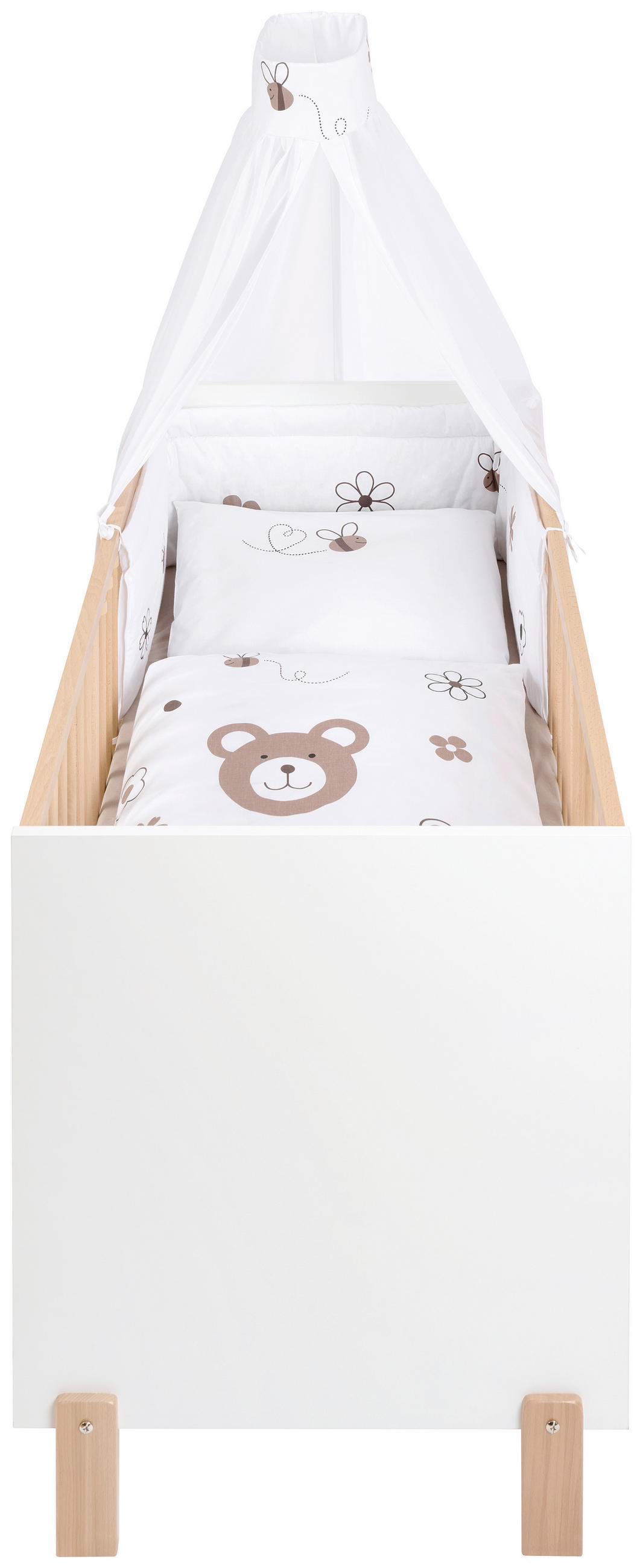 GITTERBETT-KOMPLETTSET 124,5/64,5/79 cm  - Braun/Weiß, Basics, Holz/Textil (124,5/64,5/79cm) - My Baby Lou