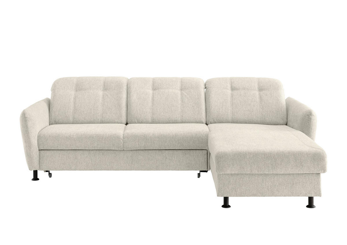 ECKSOFA in Chenille Beige  - Beige/Schwarz, Modern, Textil/Metall (267/184cm) - Livetastic