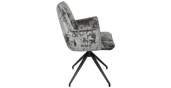 ARMLEHNSTUHL  Stoffauswahl, Sitzfläche 360° drehbar, automatische Rückholfunktion Samt  - Anthrazit/Schwarz, Design, Textil/Metall (59/89,5/63cm) - Novel