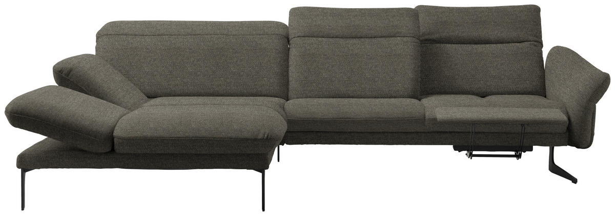 ECKSOFA in Webstoff Graubraun  - Anthrazit/Graubraun, Design, Textil/Metall (203/299cm) - Himolla