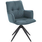 ARMLEHNSTUHL  in Eisen Echtleder pigmentiert  - Petrol, Design, Leder/Metall (59/89/63cm) - Dieter Knoll