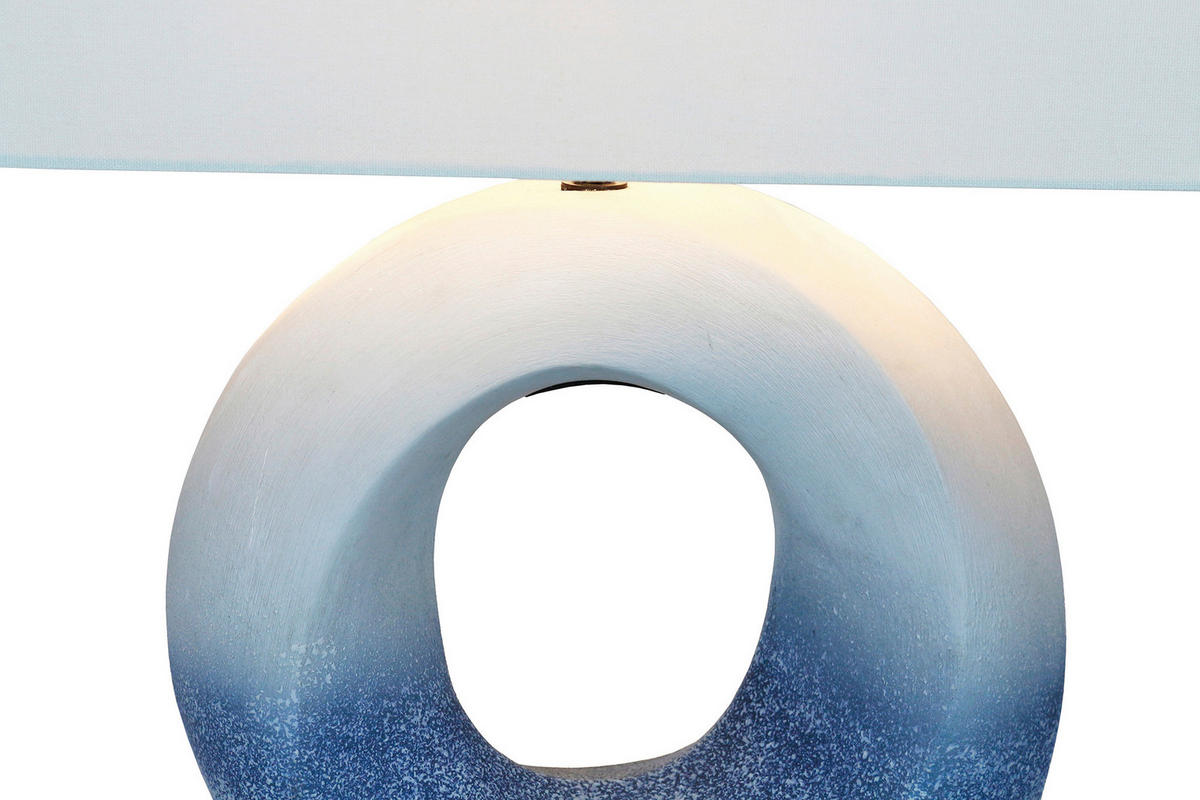 TISCHLEUCHTE 31/55/15 cm   - Blau/Elfenbein, Design, Keramik/Textil (31/55/15cm) - P & B