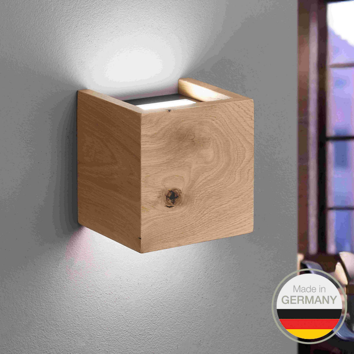 LED-WANDLEUCHTE 654 14/14/12 cm   - Wildeiche, Natur, Holz (14/14/12cm) - Ambiente