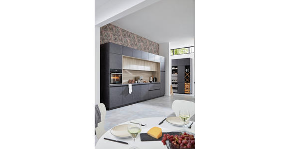 EINBAUKÜCHE   - Schieferfarben/Eschefarben, Basics, Holzwerkstoff - Novel