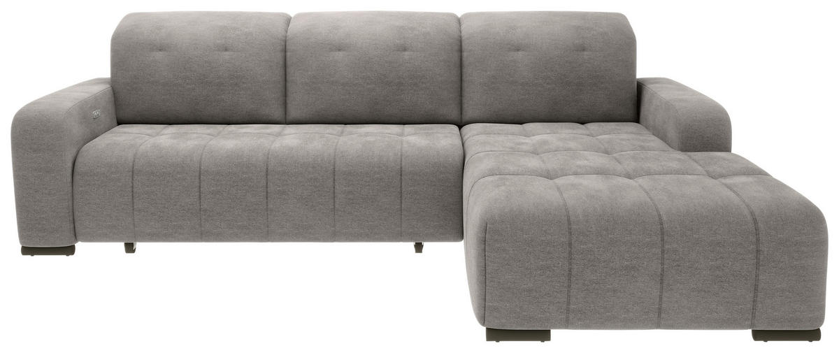 ECKSOFA VICARI Grau Mikrofaser Kopfteilverstellung, Sitzvorzug  - Schwarz/Grau, MODERN, Textil/Metall (292/185cm) - Livetastic