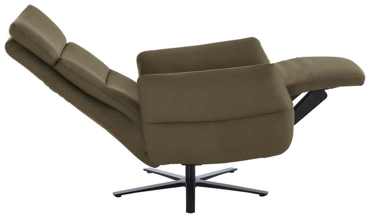 RELAXSESSEL in Leder Olivgrün  - Schwarz/Olivgrün, Design, Leder/Metall (82/119/85cm) - Dieter Knoll