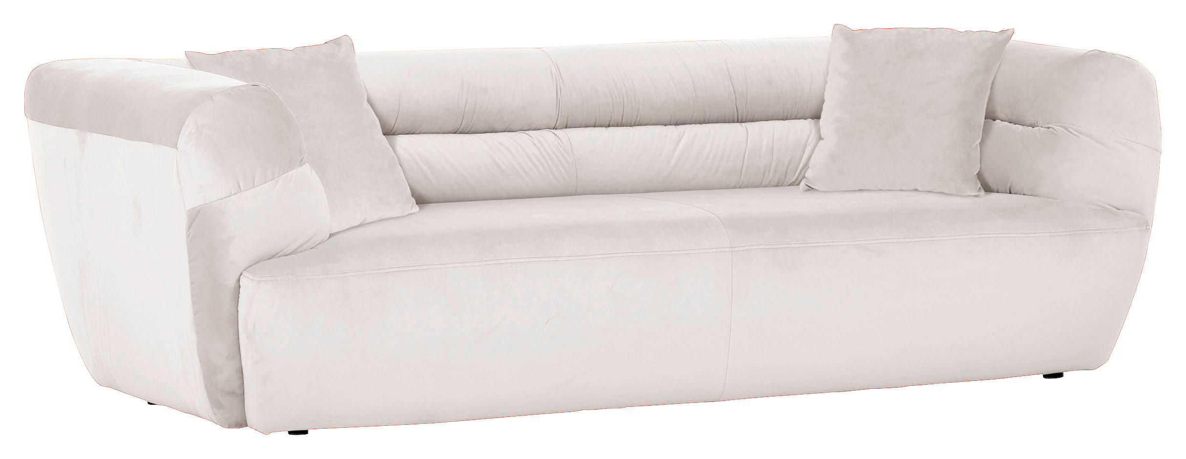 BIGSOFA Samt Creme  - Creme/Schwarz, KONVENTIONELL, Kunststoff/Textil (240/73/100cm) - Carryhome