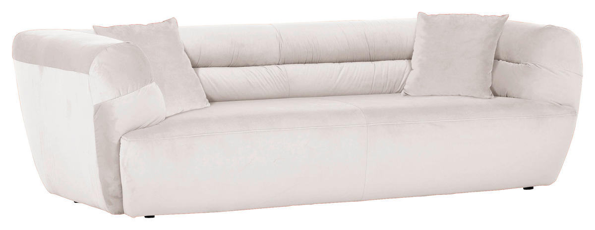 BIGSOFA Samt Creme  - Creme/Schwarz, KONVENTIONELL, Kunststoff/Textil (240/73/100cm) - Carryhome