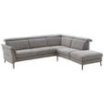 ECKSOFA Grau Struktur  - Schwarz/Grau, MODERN, Textil/Metall (275/235cm) - Cantus