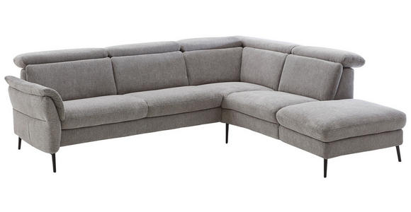 ECKSOFA Grau Struktur  - Schwarz/Grau, MODERN, Textil/Metall (275/235cm) - Cantus