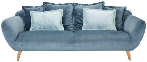 BIGSOFA Plüsch Petrol  - Buchefarben/Petrol, Design, Holz/Textil (235/80/108cm) - Carryhome