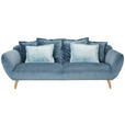 BIGSOFA Plüsch Petrol  - Buchefarben/Petrol, Design, Holz/Textil (235/80/108cm) - Carryhome