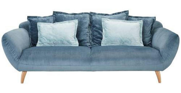 BIGSOFA Plüsch Petrol  - Buchefarben/Petrol, Design, Holz/Textil (235/80/108cm) - Carryhome