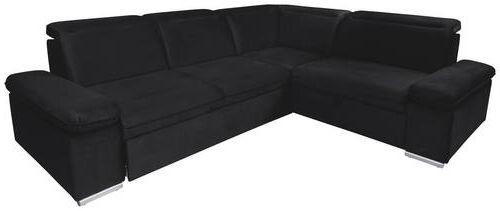 ECKSCHLAFSOFA Schwarz  - Silberfarben/Schwarz, Design, Textil/Metall (268/218cm) - MID.YOU