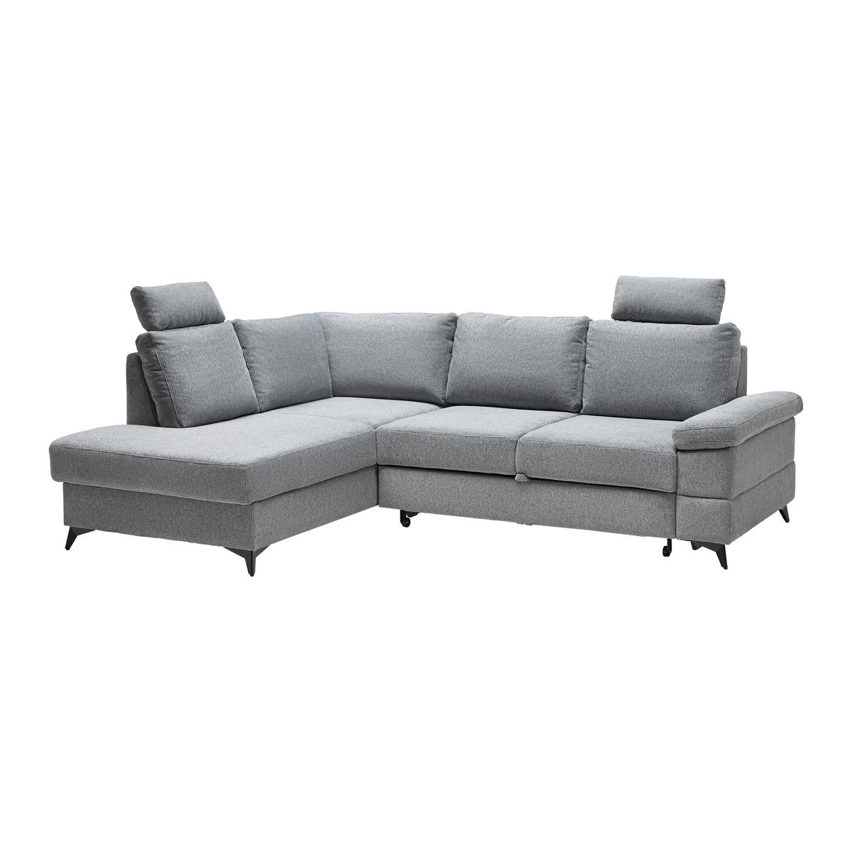 ECKSOFA Webstoff Grau  - Schwarz/Grau, Modern, Textil/Metall (189/87-103/250cm) - MID.YOU