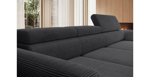 ECKSOFA  in Cord Anthrazit  277/174 cm  - Anthrazit/Schwarz, KONVENTIONELL, Textil/Metall (277/174cm) - Carryhome