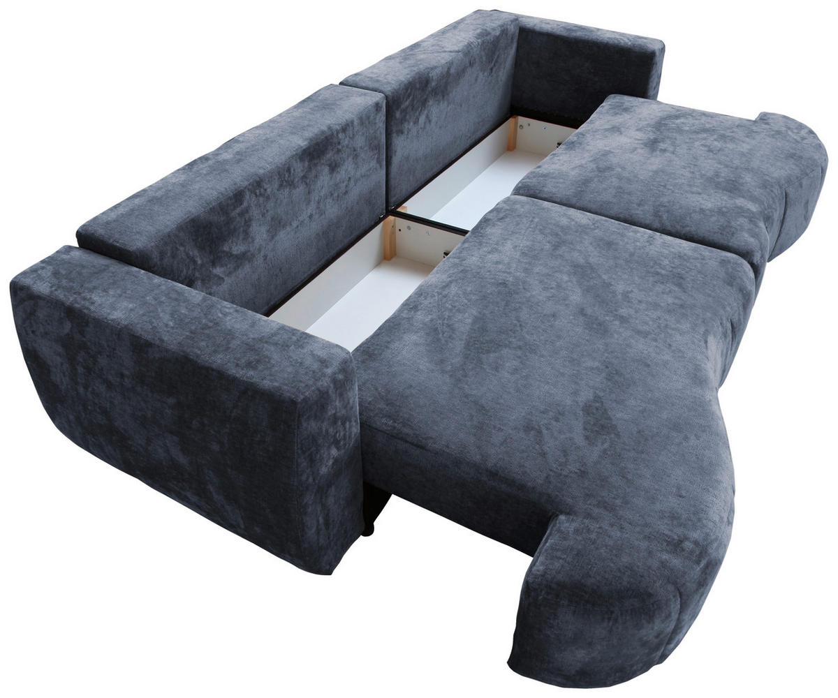 BOXSPRINGSOFA  mit Rücken echt Velours Dunkelblau  - Schwarz/Dunkelblau, Trend, Kunststoff/Textil (292/71-99/127cm) - Livetastic