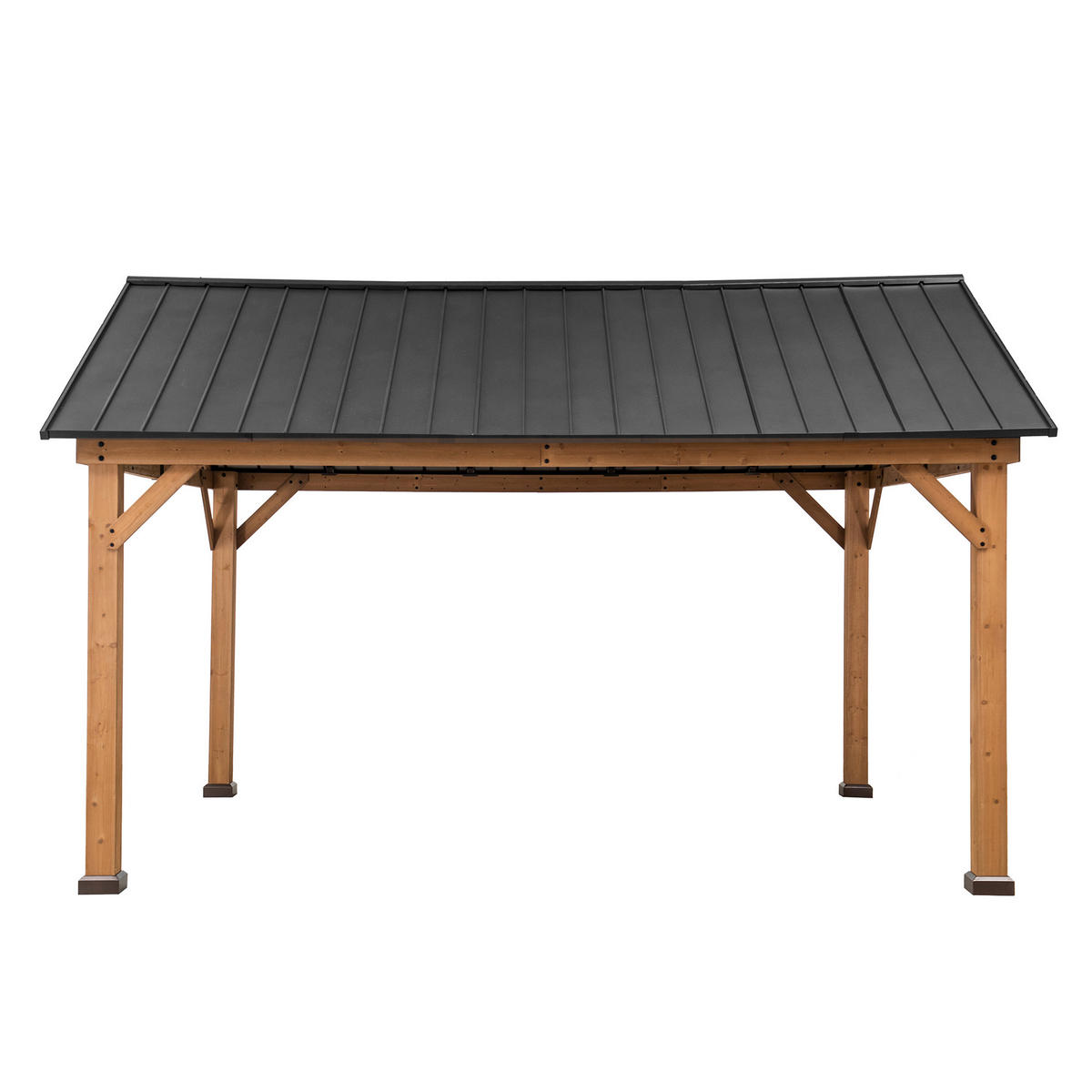 PAVILLON 404/306/465 cm  - Anthrazit/Naturfarben, Basics, Holz/Metall (404/306/465cm) - Modante