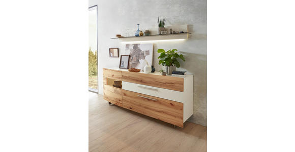 SIDEBOARD 213/90/50 cm - Edelstahlfarben/Buchefarben, Design, Glas/Holz (213/90/50cm) - Dieter Knoll
