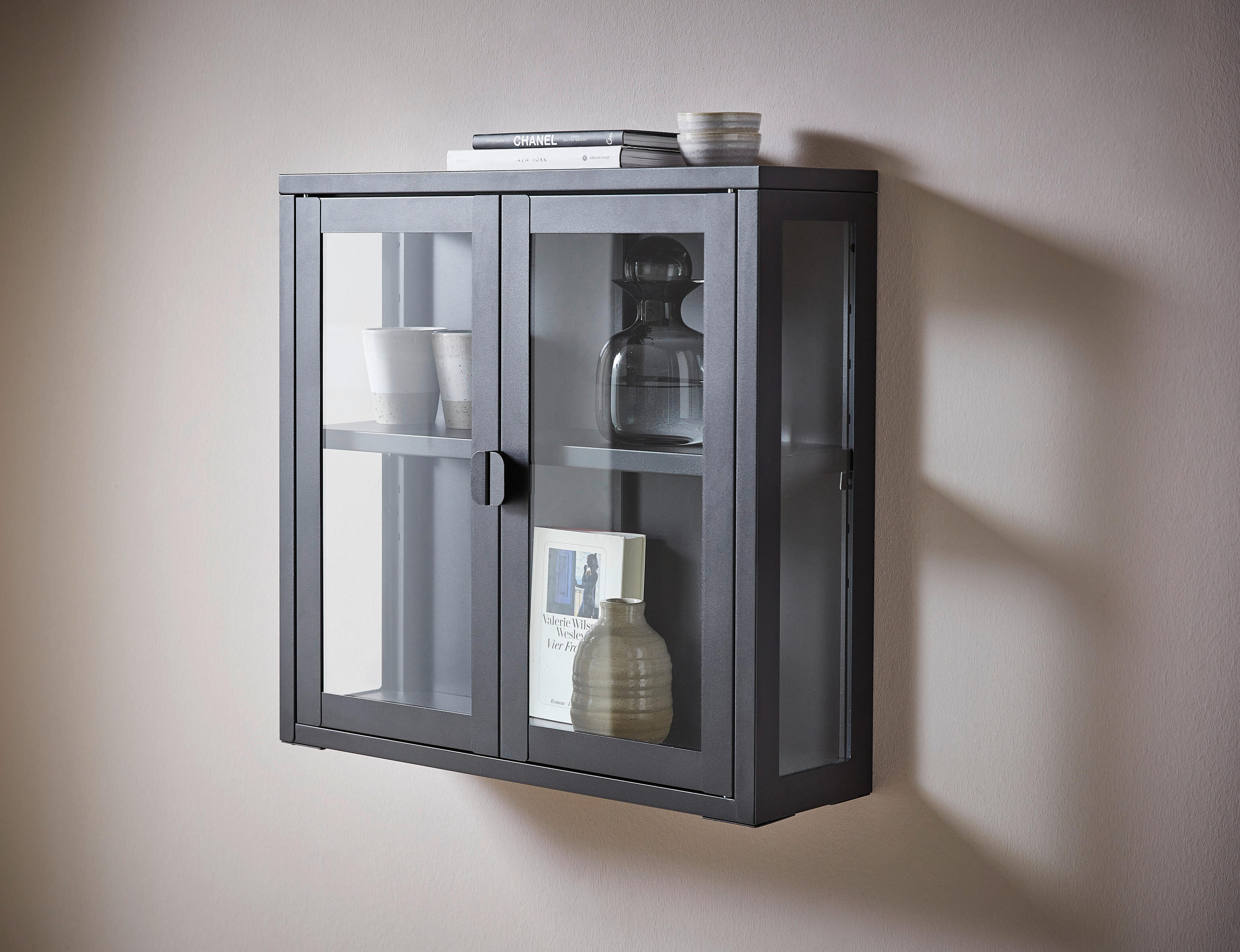 HÄNGEVITRINE in Schwarz  - Schwarz, Design, Glas/Metall (60/57/18cm) - Xora