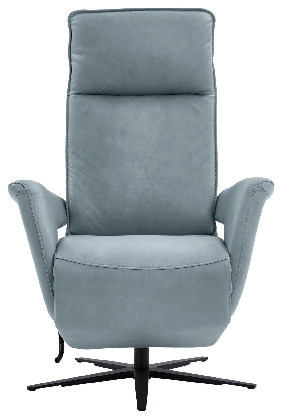 RELAXSESSEL in Leder Blaugrau  - Blaugrau/Schwarz, Design, Leder/Metall (83/123/87cm) - Valdera