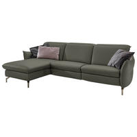 ECKSOFA in Lederlook (vegan) Grau  - Grau/Nickelfarben, Modern, Textil/Metall (179/263cm) - Livetastic