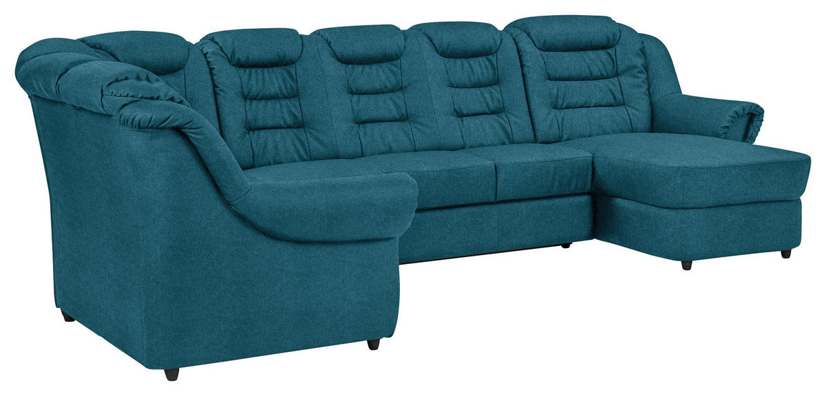 WOHNLANDSCHAFT in Chenille Blau  - Blau/Schwarz, Konventionell, Kunststoff/Textil (216/333/165cm) - Livetastic