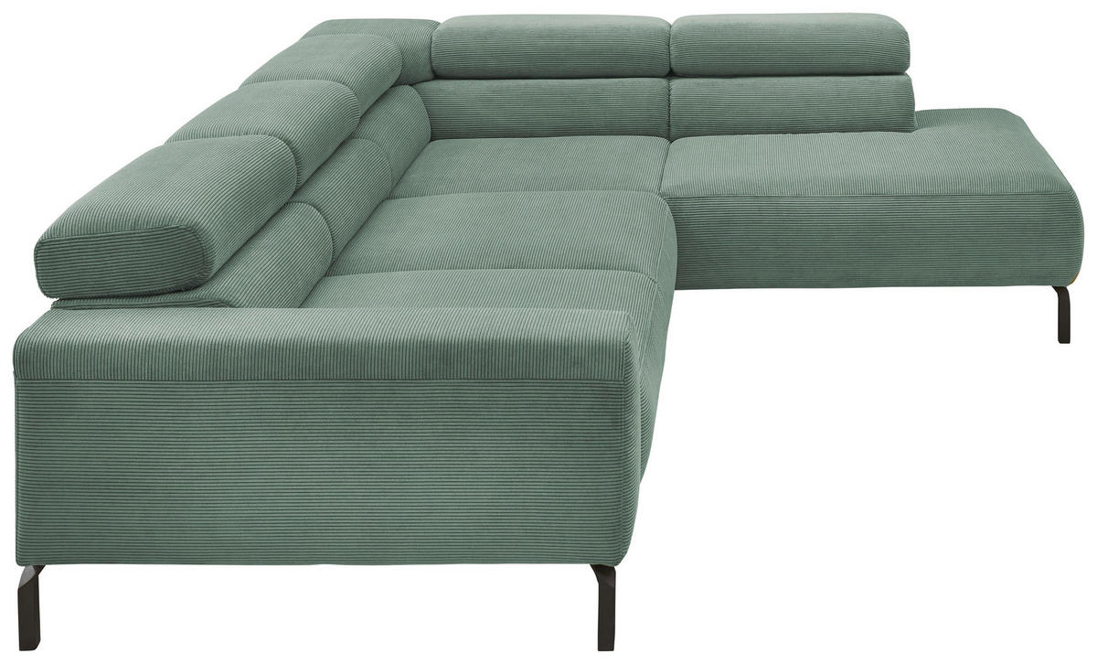 ECKSOFA Feincord Grün  - Schwarz/Grün, Design, Textil/Metall (273/219cm) - Pure Home Comfort