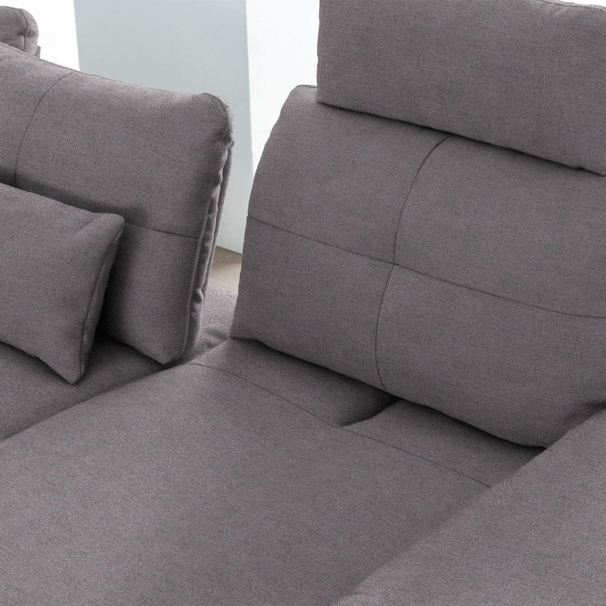 ECKSOFA in Flachgewebe Anthrazit  271/344 cm  - Anthrazit/Schwarz, Design, Textil/Metall (271/344cm) - Chilliano