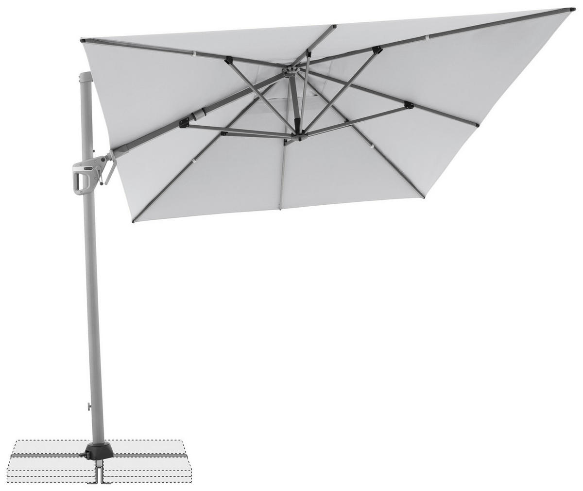 AMPELSCHIRM 350x260 cm Hellgrau  - Silberfarben/Hellgrau, Basics, Textil/Metall (350/260cm) - Doppler