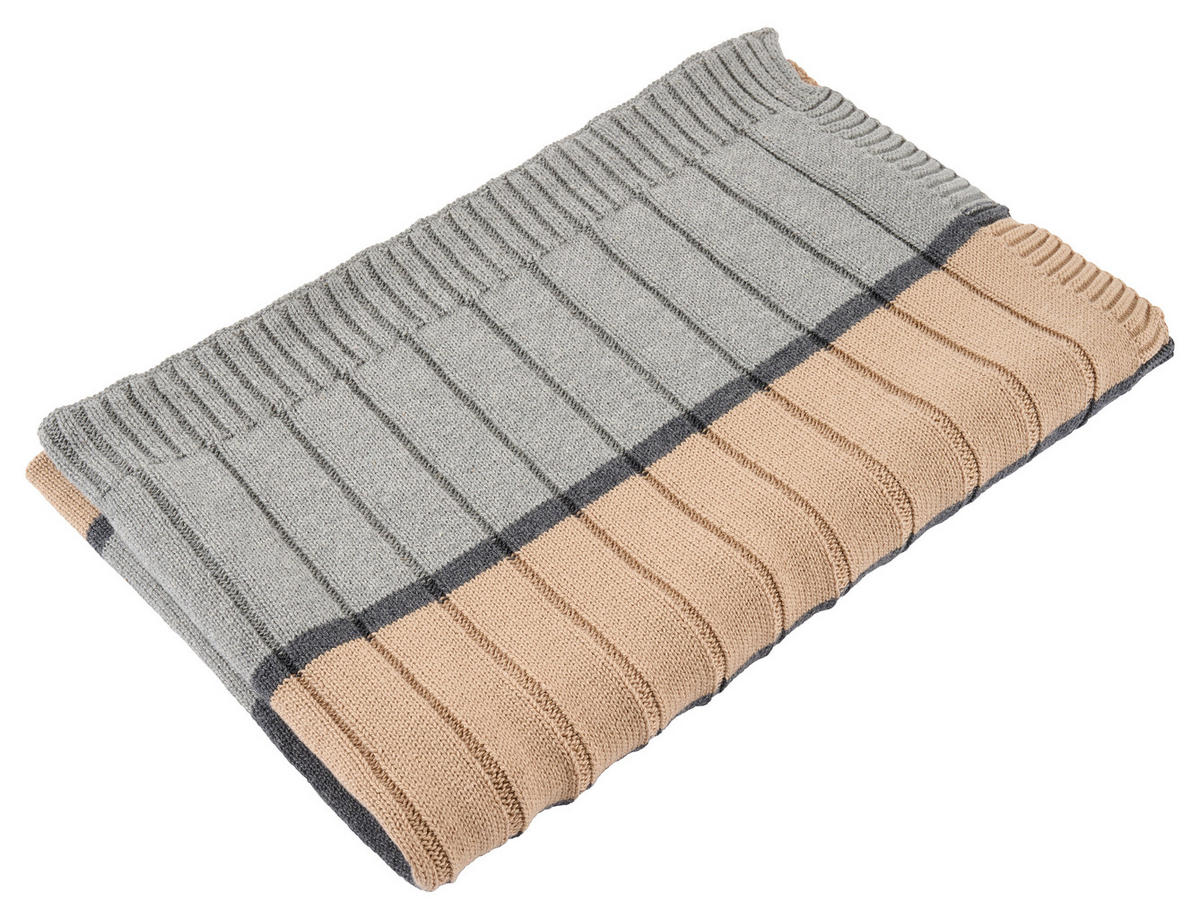 SCHMUSEDECKE   - Dunkelgrau/Beige, Trend, Textil (80/100cm) - Jimmylee