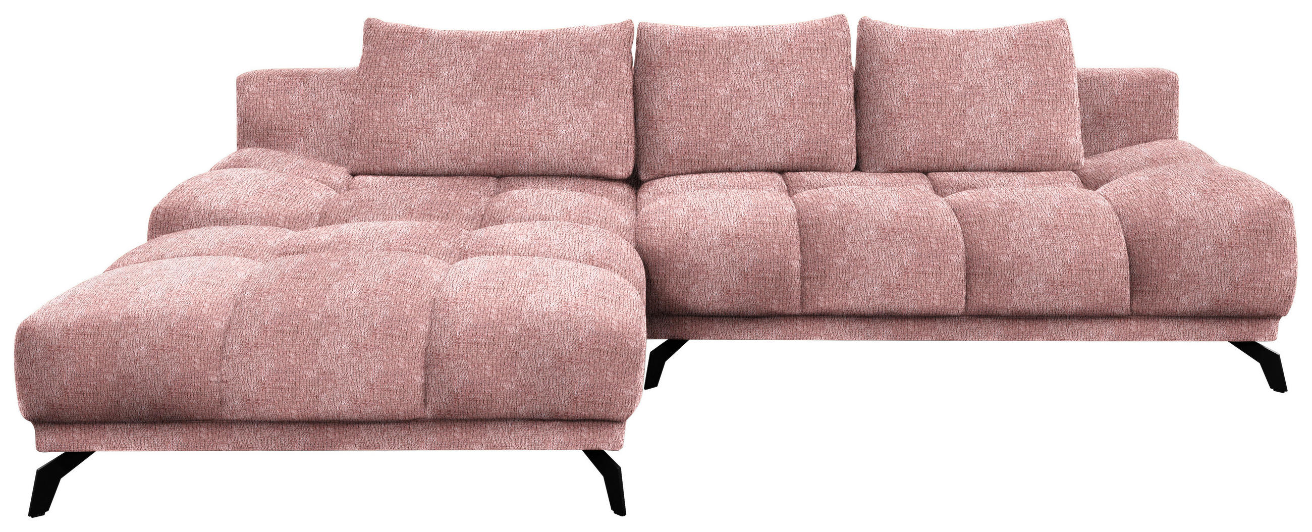 ECKSOFA Chenille Altrosa  - Schwarz/Altrosa, Modern, Textil/Metall (182/290cm) - Hom`in