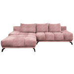 ECKSOFA Altrosa Chenille Rückenkissen, Bettkasten, Schlaffunktion, Rücken echt  - Schwarz/Altrosa, MODERN, Textil/Metall (182/290cm) - Hom`in