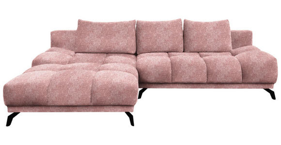 ECKSOFA Altrosa Chenille Rückenkissen, Bettkasten, Schlaffunktion, Rücken echt  - Schwarz/Altrosa, MODERN, Textil/Metall (182/290cm) - Hom`in