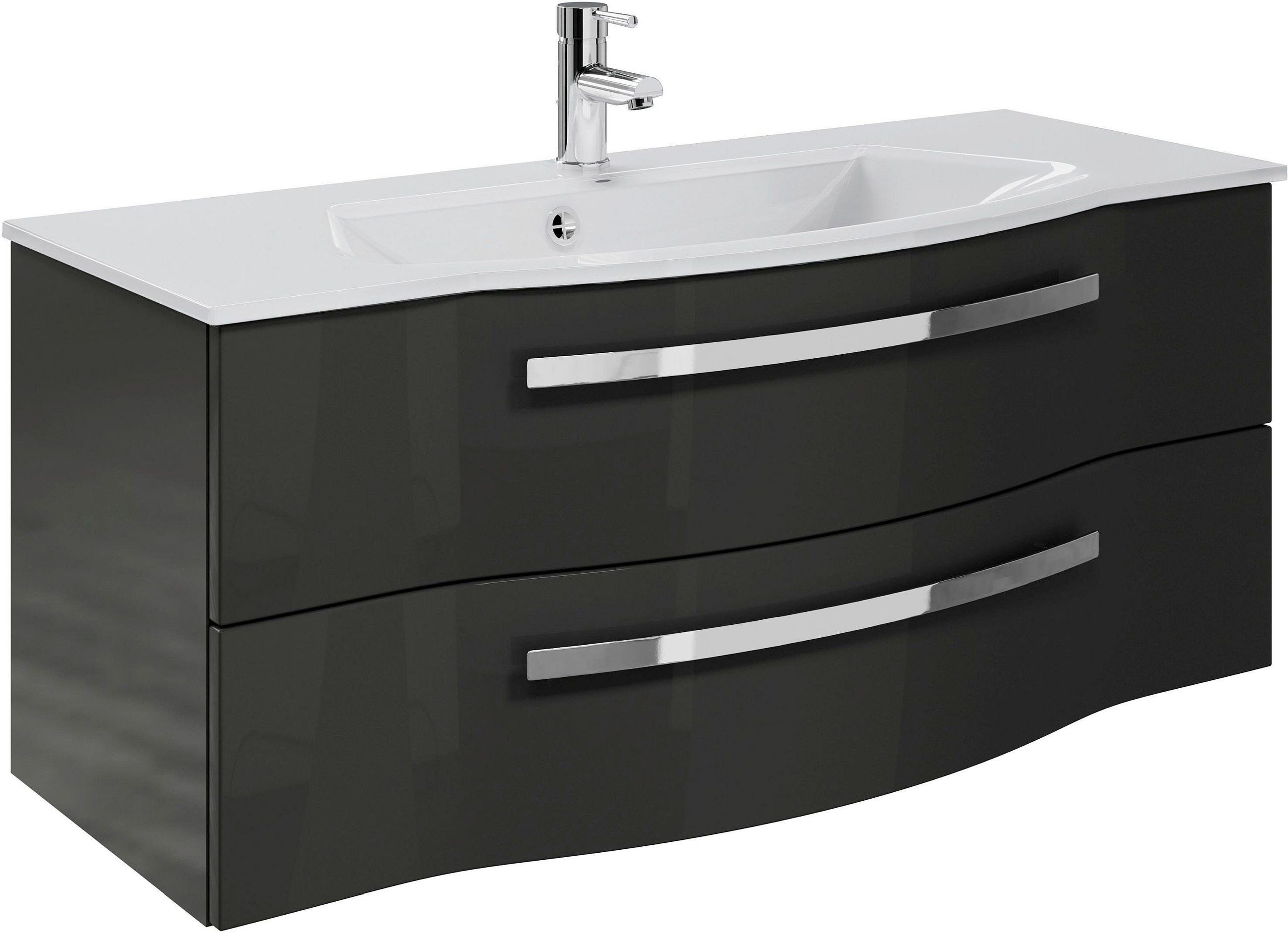 Sadena Waschtischunterschrank Grau Hochglanz 115x48.2x48.1 cm