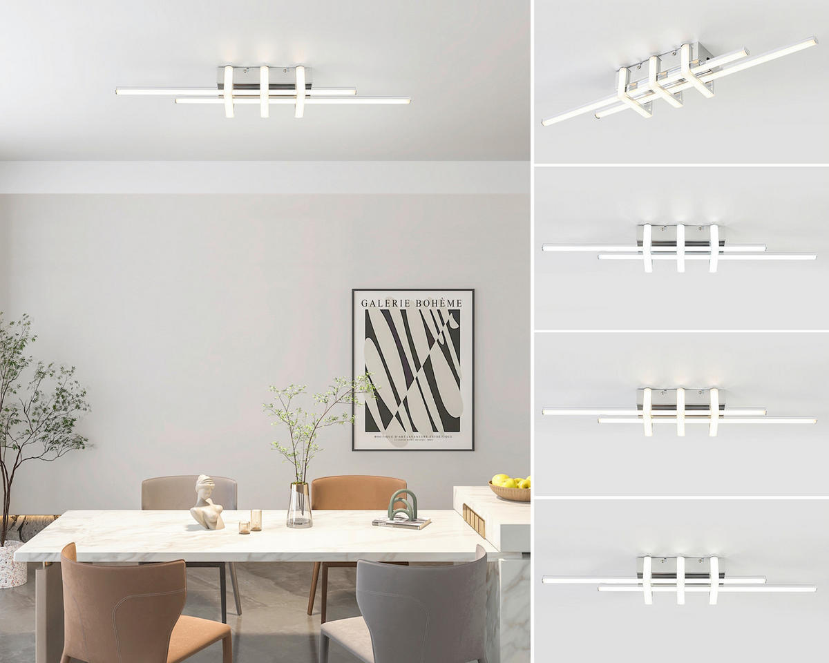 DECKENLEUCHTE 18 W    62/10,5/8 cm  - Chromfarben, Trend, Kunststoff/Metall (62/10,5/8cm) - Collett's Monde