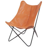 STUHL  in Eisen Lederlook  - Schwarz/Braun, Design, Textil/Metall (78,5/101/72cm) - Ambia Home