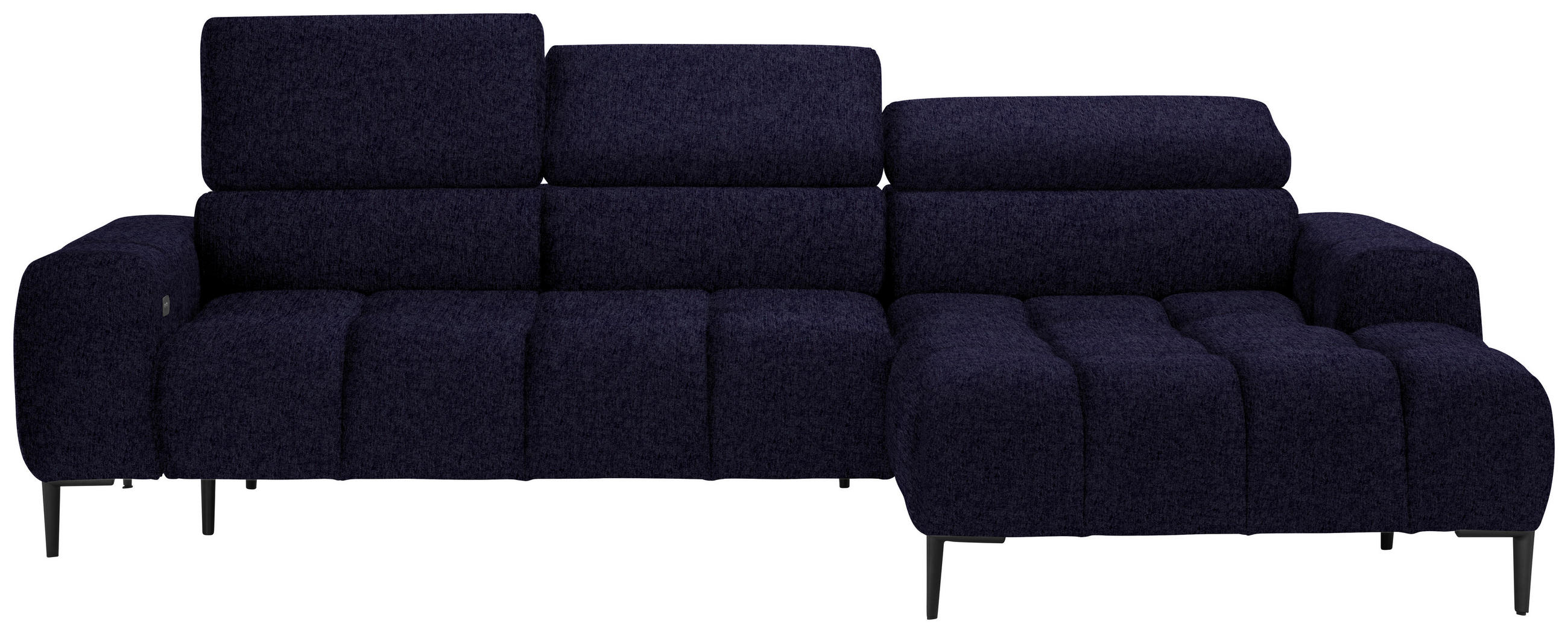 ECKSOFA in Samt, Webstoff Schwarz  - Schwarz, Design, Textil/Metall (270/177cm) - Welnova