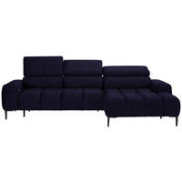 ECKSOFA in Samt, Webstoff Schwarz  270/177 cm  - Schwarz, Design, Textil/Metall (270/177cm) - Welnova