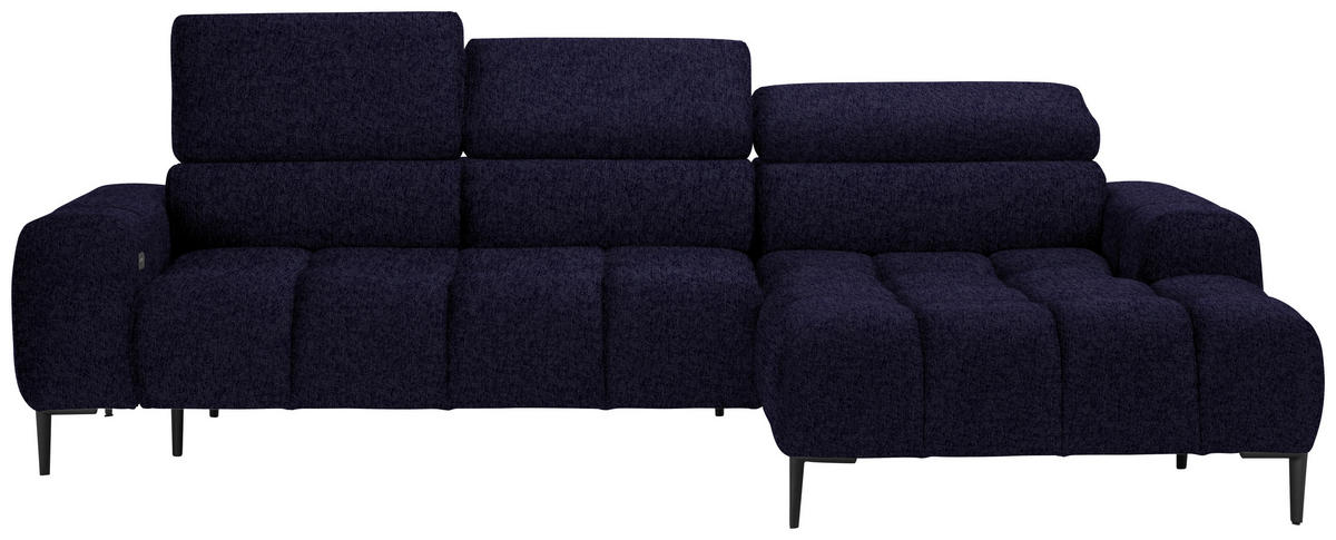 ECKSOFA in Samt, Webstoff Schwarz  270/177 cm  - Schwarz, Design, Textil/Metall (270/177cm) - Welnova