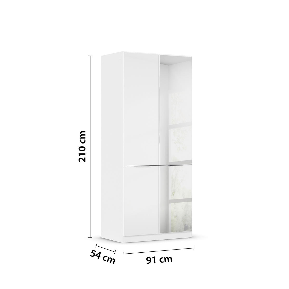 KLEIDERSCHRANK 91/210/54 cm 2-türig Weiß, Weiß Hochglanz  - Weiß Hochglanz/Weiß, KONVENTIONELL, Holzwerkstoff/Kunststoff (91/210/54cm) - James Wood