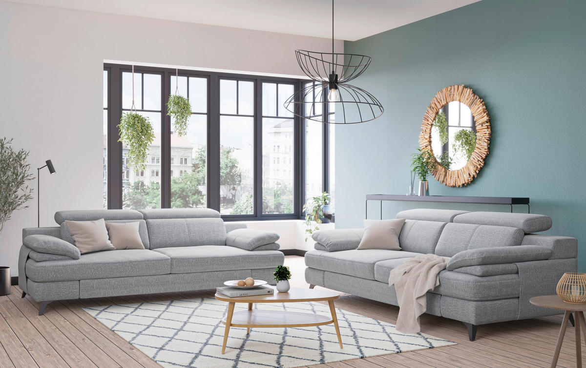 2-SITZER-SOFA in Chenille Silberfarben  - Silberfarben/Schwarz, Design, Textil/Metall (205/80/104cm) - Livetastic
