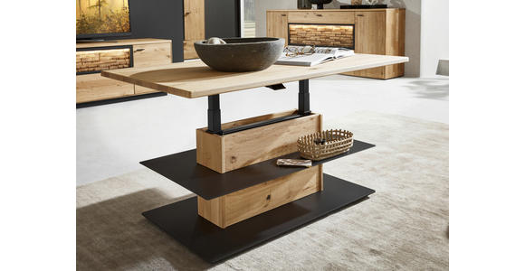 COUCHTISCH in Holz, Metall 120/70/47,6-66,9 cm - Wildeiche/Schwarz, Natur, Holz/Metall (120/70/47,6-66,9cm) - Valnatura
