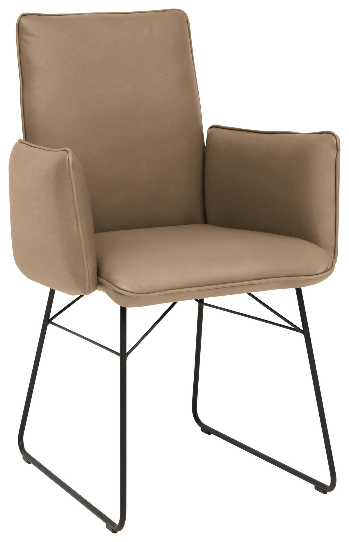 ARMLEHNSTUHL  in Stahl Mikrofaser  - Sandfarben/Schwarz, Design, Textil/Metall (61/91/60cm) - Dieter Knoll